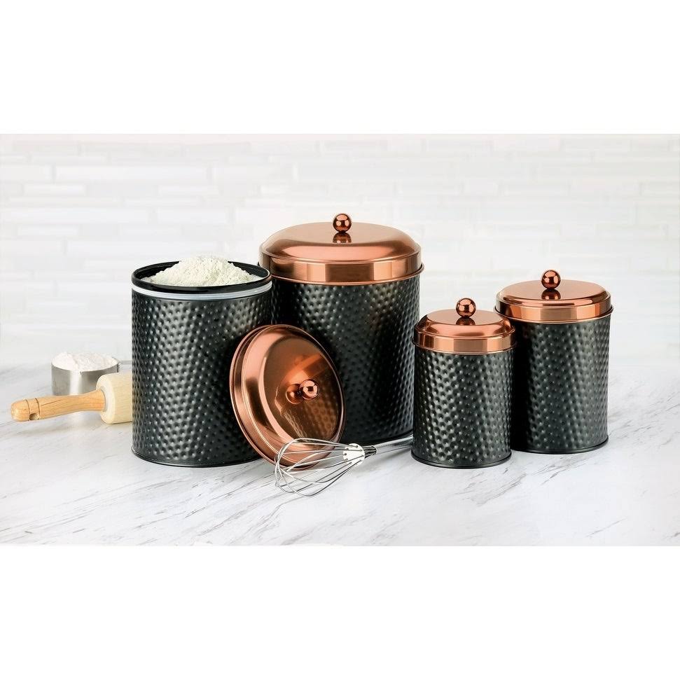Amici Home Ashby Copper Metal Canister, Assorted Set of 4 Sizes
