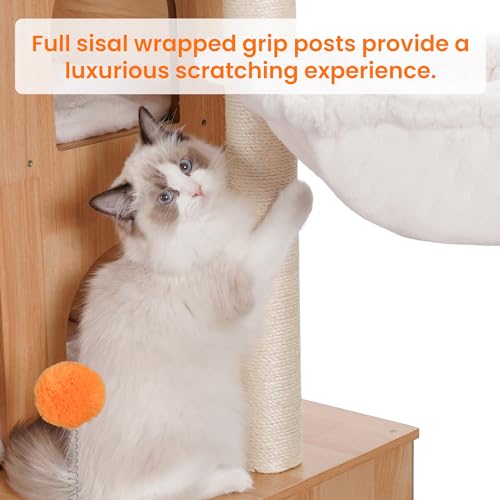 Heybly Cat Tree with Litter Box Enclosure for Indoor Big Cat, Cat Tower for Large Cats 20 lbs Heavy Duty
