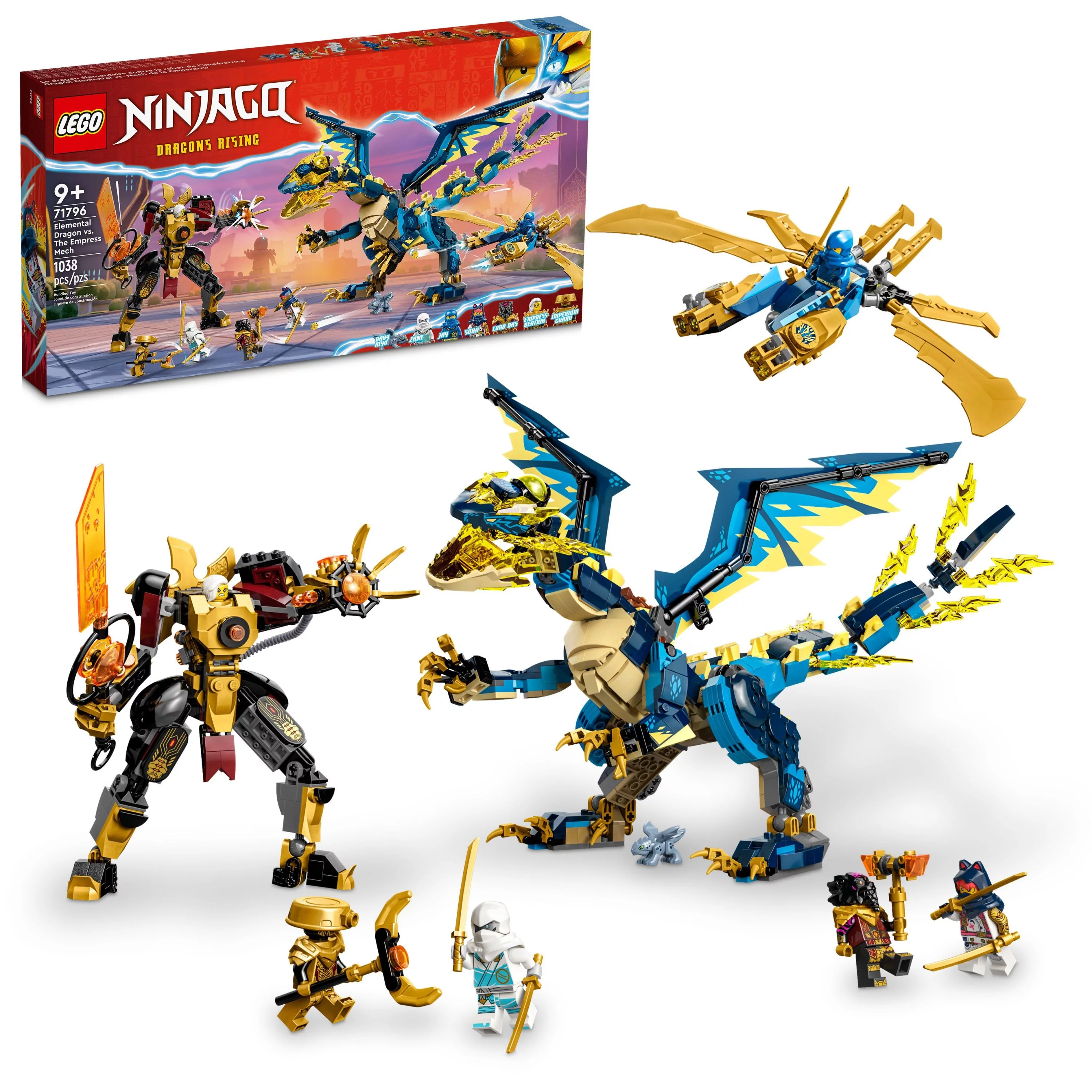 LEGO NINJAGO Elemental Dragon vs. The Empress Mech 71796 Building Toy Set, Features a Dragon, Mech, Ninja Flyer and 6 Minifigures