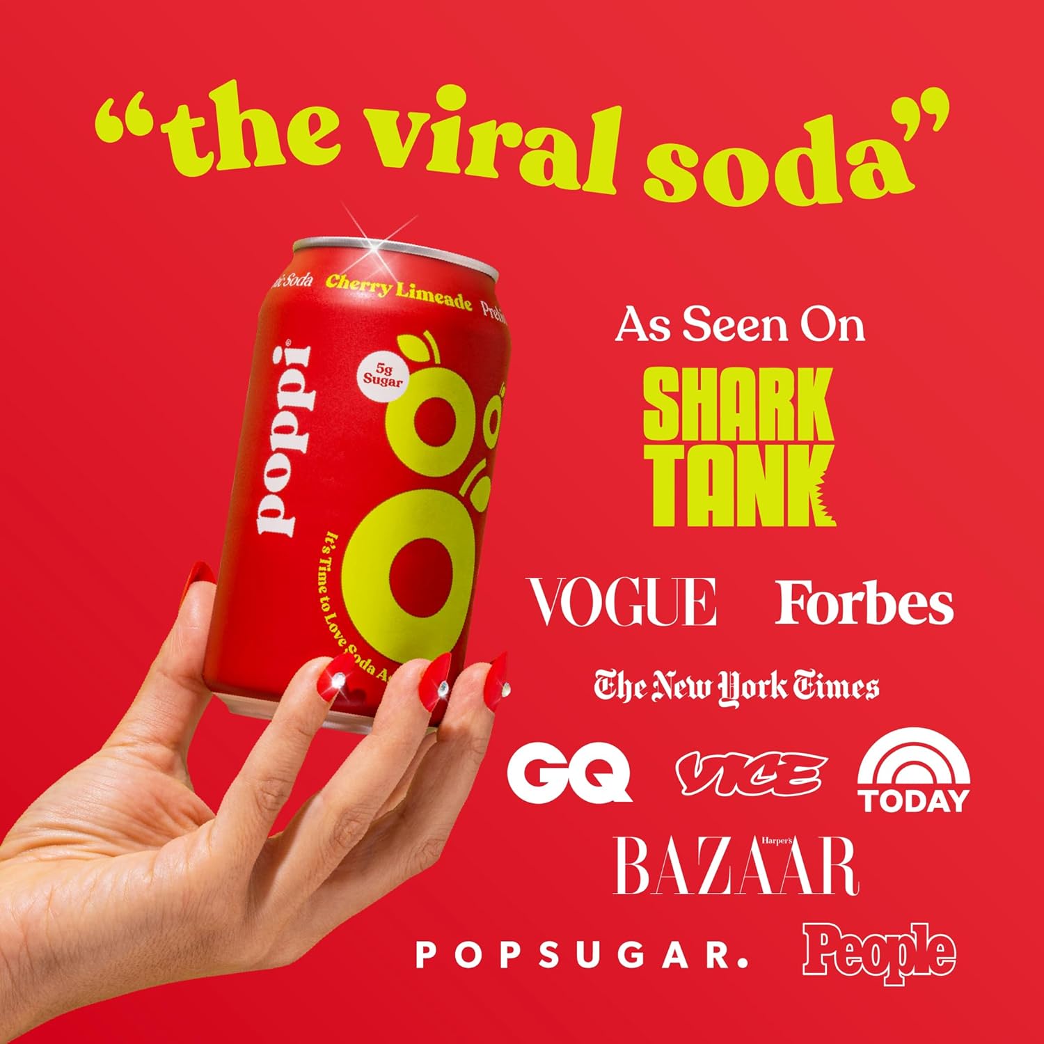 POPPI Sparkling Prebiotic Soda, Bulk 72-Pack, Strawberry Lemon, Orange, Cherry Limeade Beverages made with Apple Cider Vinegar