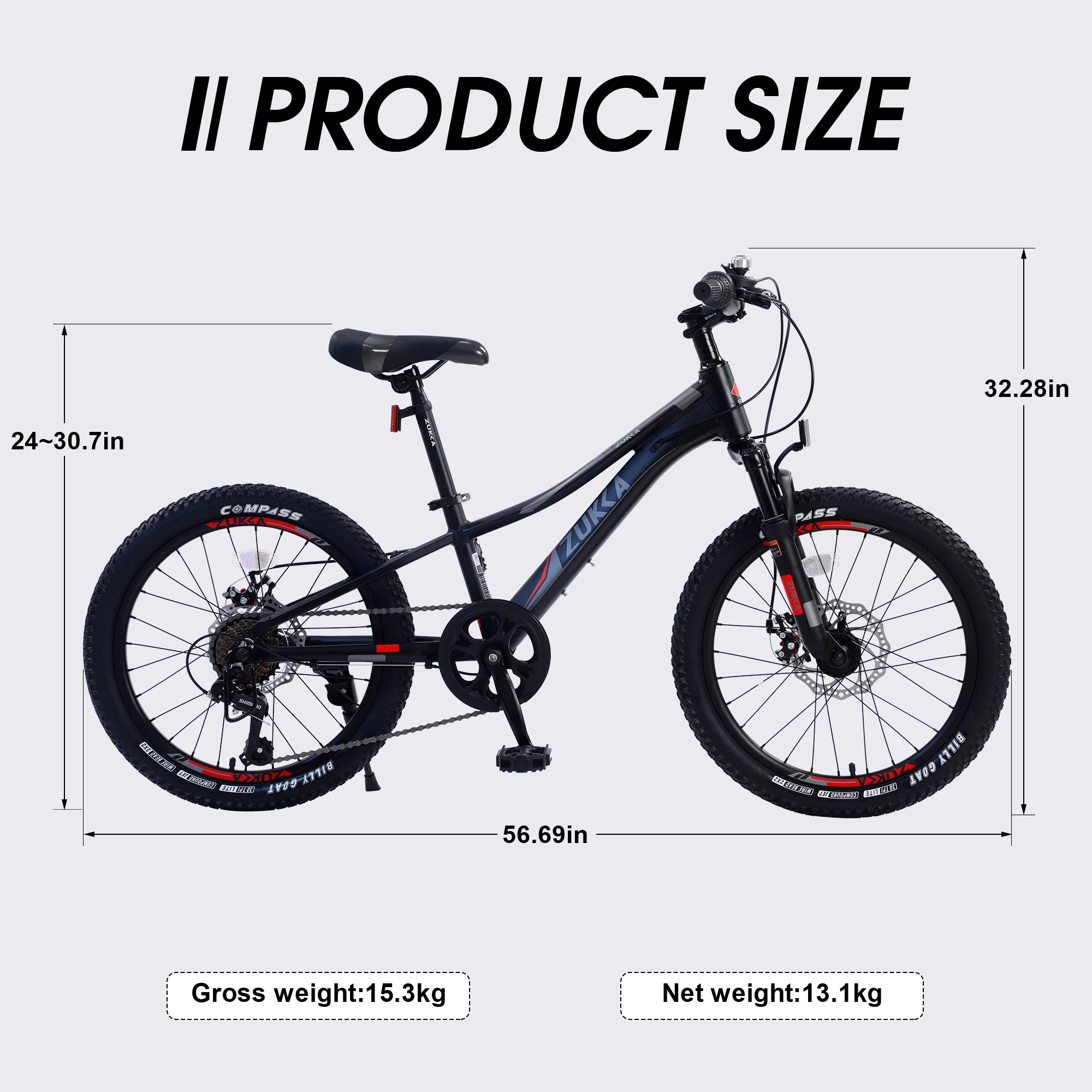 Meghna 20” Mountain Bike 7 Speed Green MTB Bicycle for Kids Boy 5-9 Years