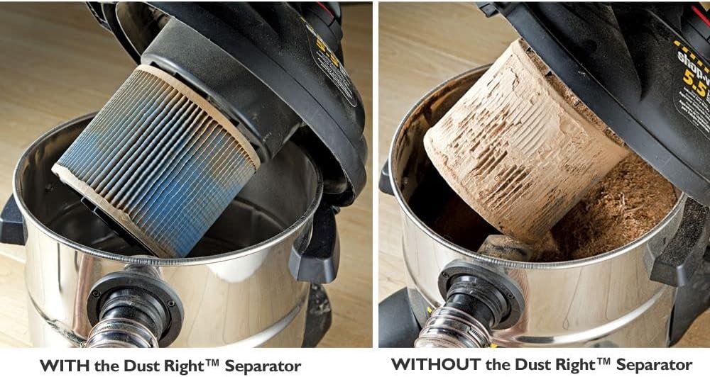 Dust Separator + 36” Flex-Form Hose - Cyclone Dust Collector Separates Sawdust, Wood Chips, Debris, and More – 10-Gallon Translucent Bucket