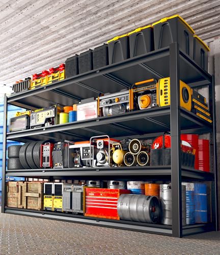 REIBII 60" W Garage Shelving 3000LBS Garage Shelving Heavy Duty Storage Shelves, 5 Tier Metal Shelves, Adjustable Industrial Shelf for Warehouse