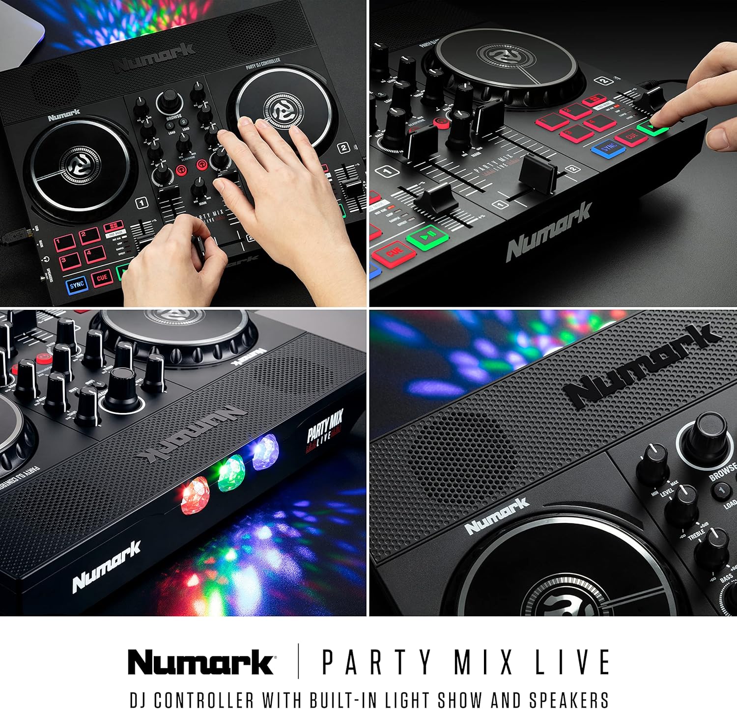 Numark Party Mix Live - DJ Controller with Built in Speakers, Party Lights and DJ Mixer
