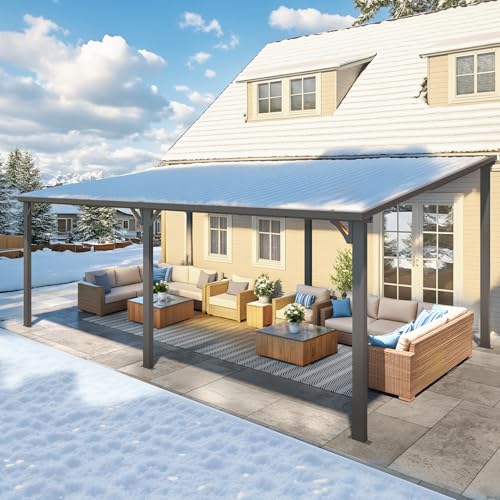 AECOJOY 10&rsquo; x 10&rsquo; Gazebo, Wall Mounted Gazebos Pergola on Clearance, Outdoor Patio Lean to Gazebo Awnings for Deck, Porch