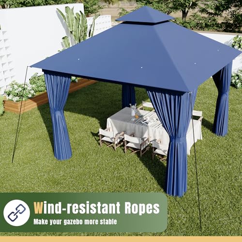 AOXUN Outdoor Gazebo for Patio 10x12, Metal Frame Canopy with Double Roofs