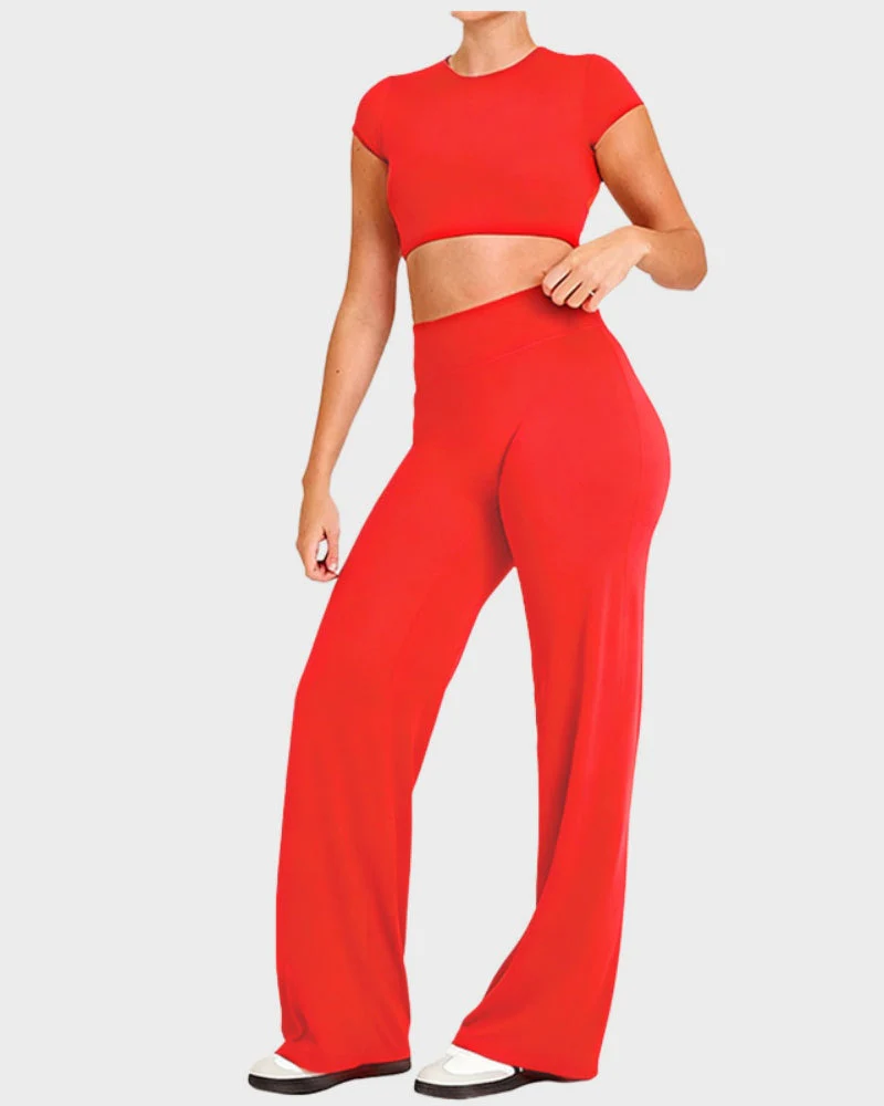 High-Waisted Elastic Wide-Leg Lounge Yoga Pants