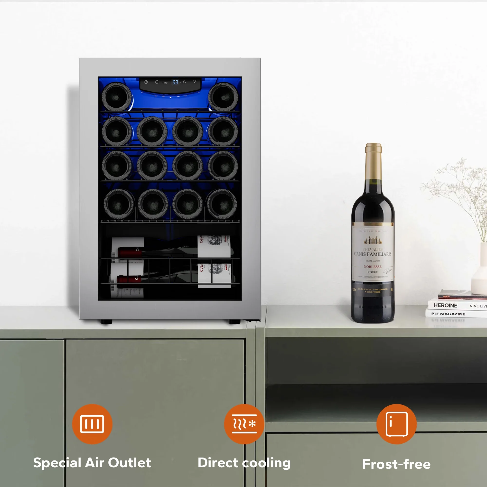 Ca'Lefort Wine Refrigerator Cooler，20 Bottle Mini Wine Fridge Freestanding Wine Cellar with Glass Door