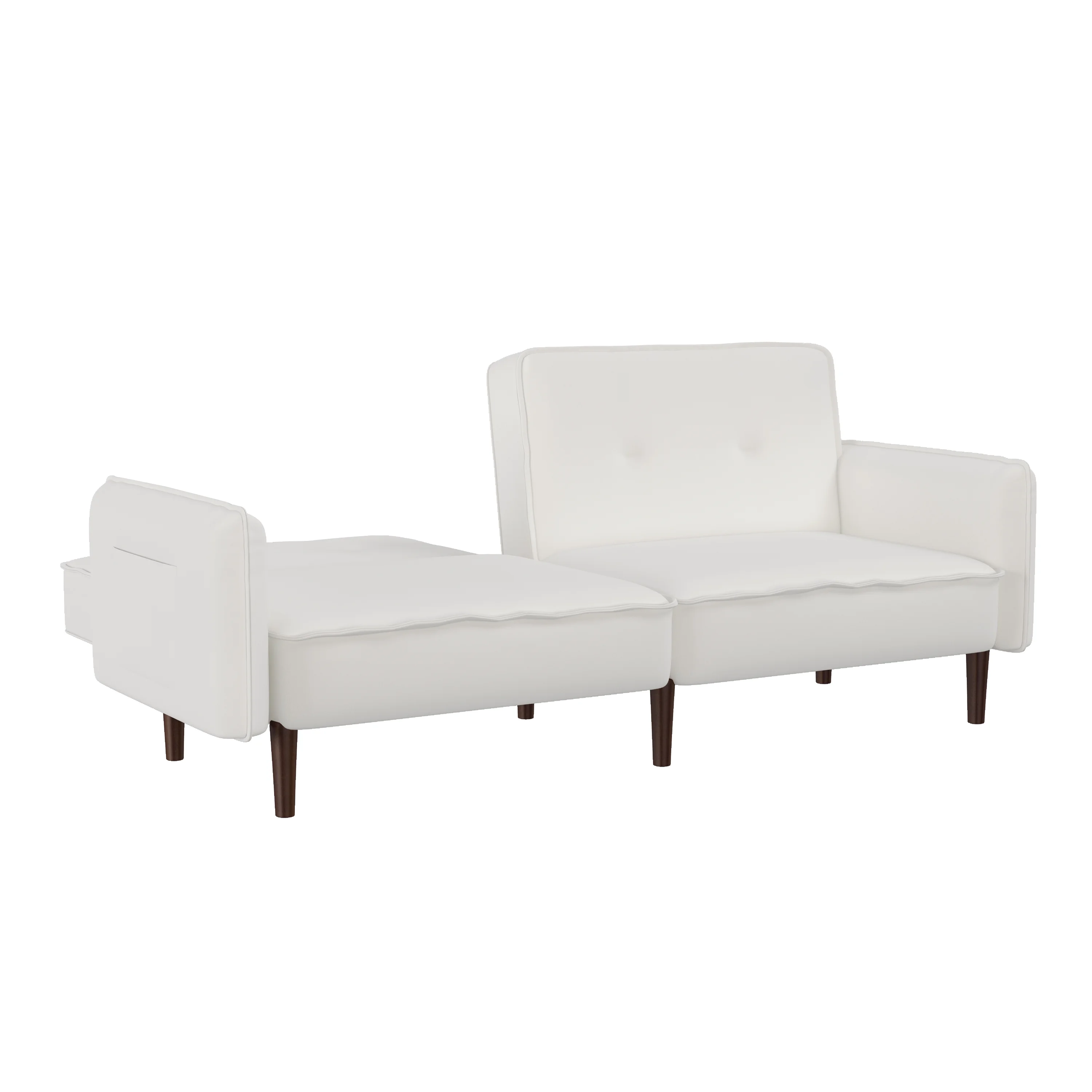 Modern 3 Seater Convertible Sofa Bed, Upholstered Folding Couch Recliner with Pillows Solid Wood Legs for Living Room Bedroom Office