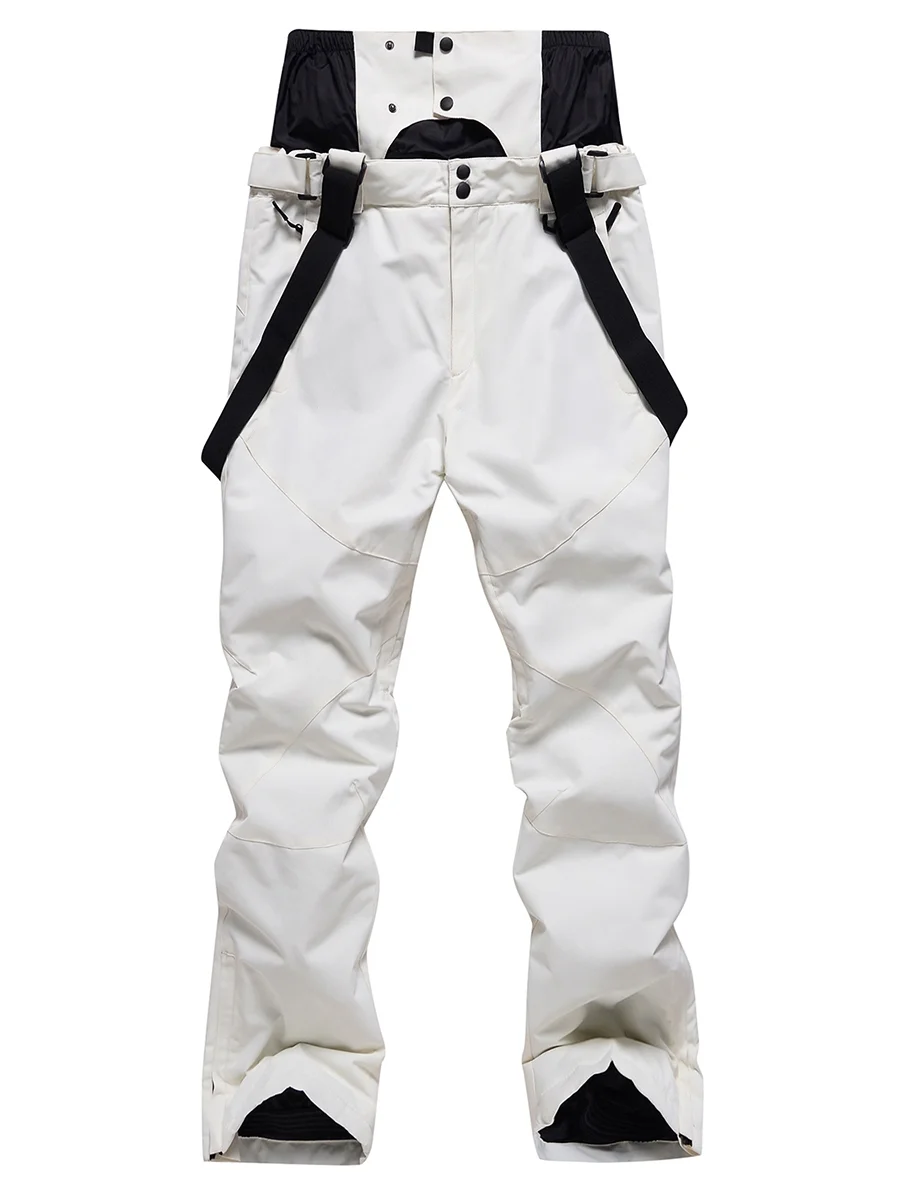 SEARIPE Women's Ski Pant Detachable Snowboard Insulated Bib Pant Outdoor Windproof Waterproof Breathable Overalls Snow Pant Apricot XL