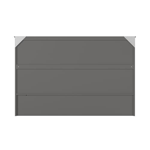 AFI Southampton Queen Murphy Bed Chest with Mattress, Storage, and Built-in Charger in Grey