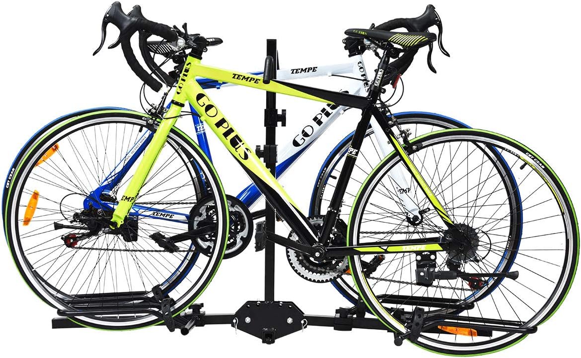 Goplus 2-Bike Hitch Mount Rack Hitch Mounted Bike Carrier Foldable Receiver 2