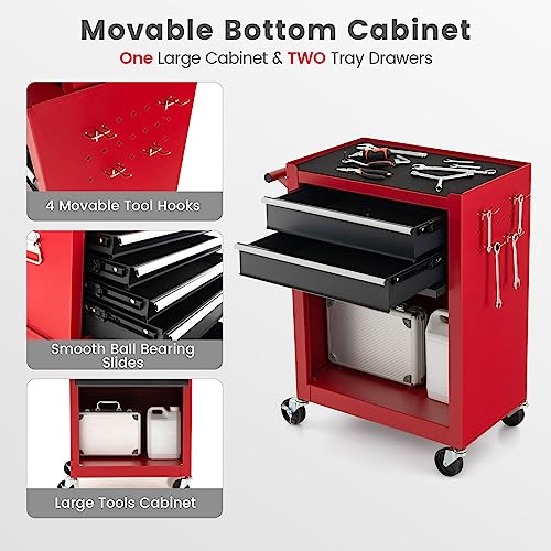 ERGOMASTER Rolling Tool Chest Cabinet Big Capacity Storage with Wheels and Lock Key, Portable Tool-Box Organizer with Sliding Drawers