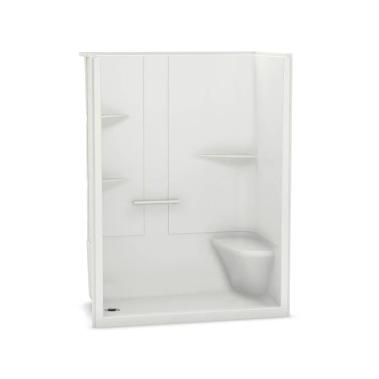 Shower Allia Rectangular White 60 x 34 Inch Acrylic Left Seat Center Drain