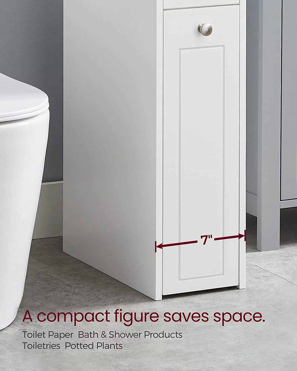 WANHUI Small Bathroom Storage Cabinet, Slim Bathroom Storage Organizer, Toilet Paper Holder with Storage