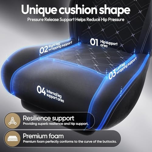 Dowinx Fabric Gaming Chair with Heated Massage Lumbar Support, Computer Game Chairs for Adults