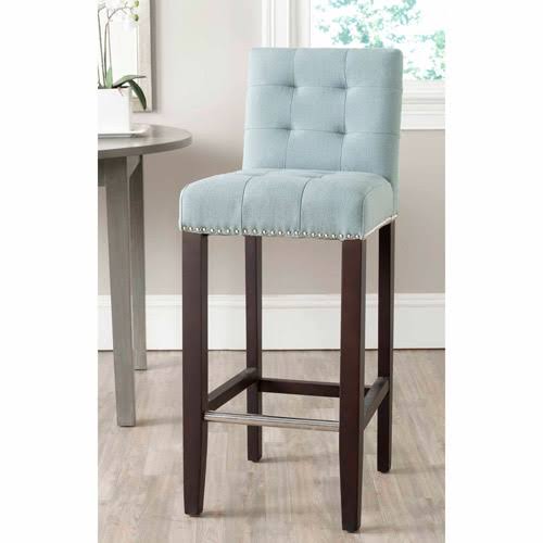 Safavieh Thompson Rustic Glam Tufted Bar Stool with Footrest, Blue