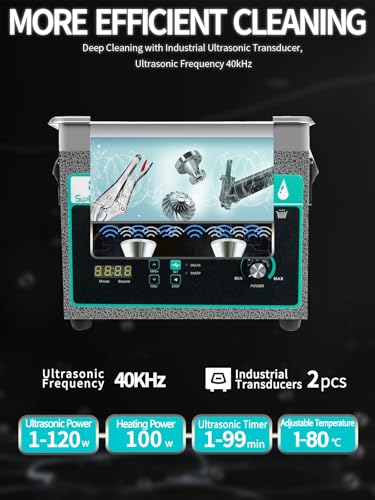 Ultrasonic Cleaner 3L with Adjustable Power & Sweep, 120W Ultra Sonic Cleaning Machine, Digital Timer and Heater