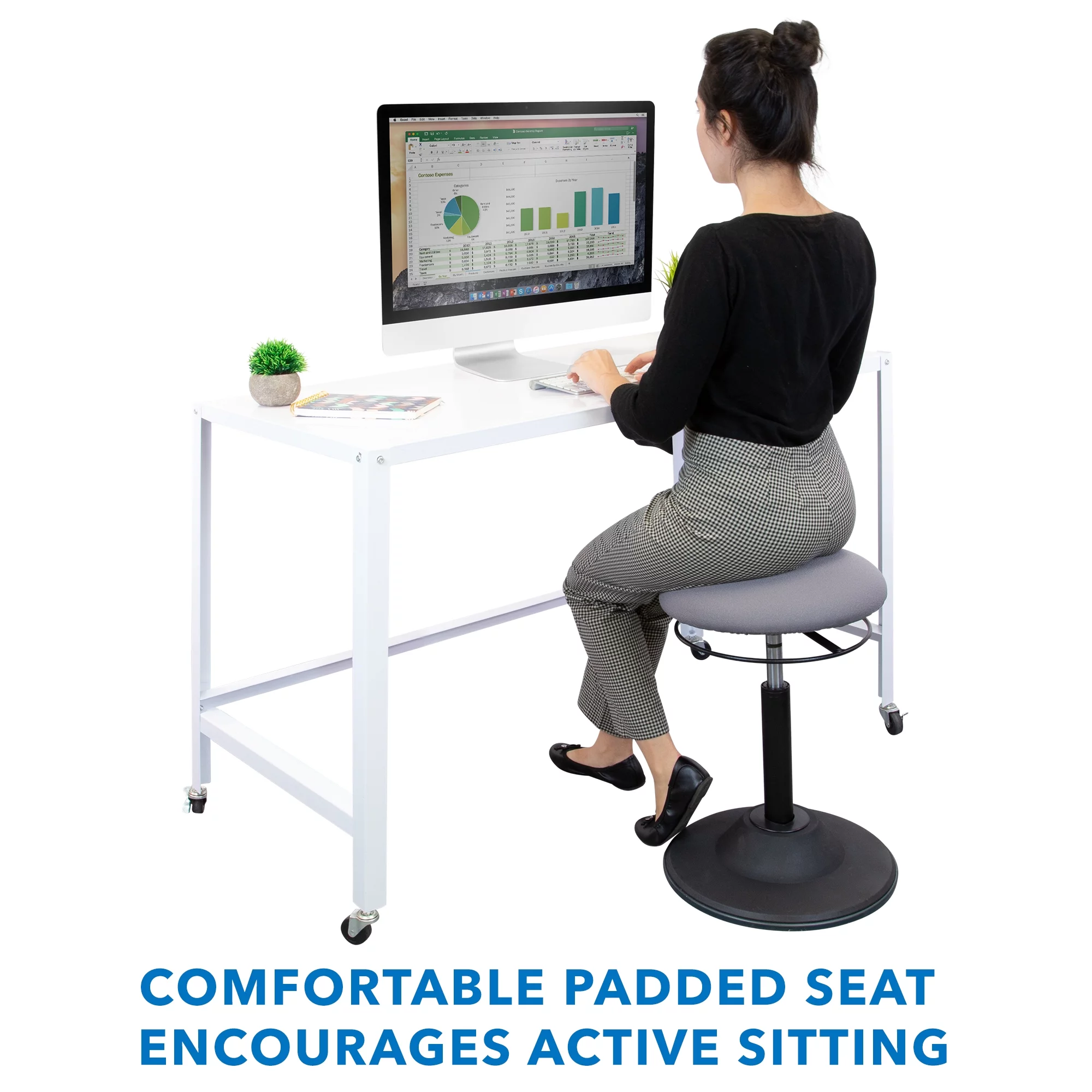Mount-It! Height Adjustable Standing Desk Stool