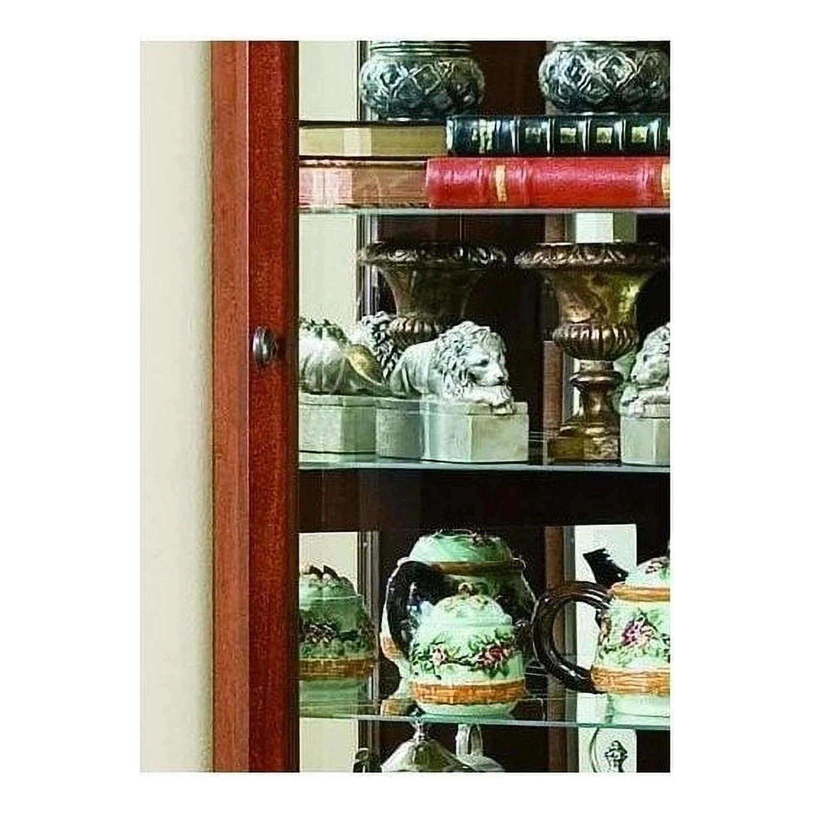 Bowery Hill 8 Shelf Corner Cabinet in Victorian Cherry