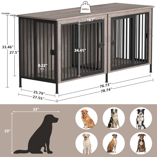 EasyCom 39.96" XL Wooden Large Dog Crate Furniture for Medium and Large Breed