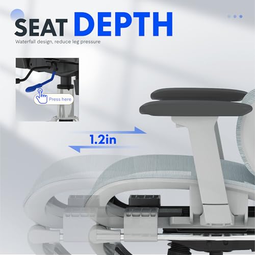 FLEXISPOT ErgoX Premium Ergonomic Office Chair with Footrest- Adjustable 3D Armrests, Dynamic Lumbar Support, Recline & Tilt Function, Mesh Seat