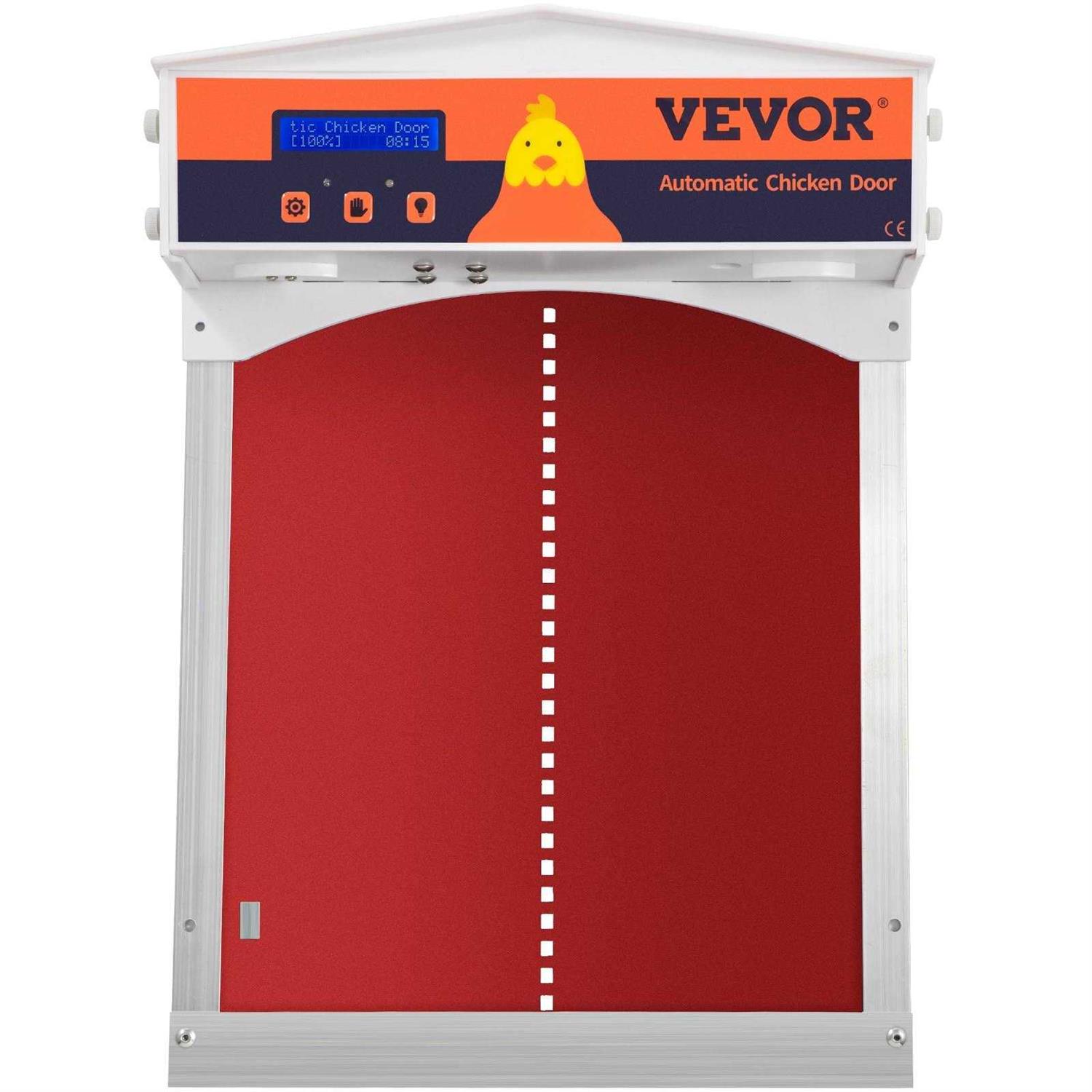 VEVOR Automatic Chicken Coop Door Chicken Door with Timer and Light Sensor Battery Powered Auto Door Opener of Full Aluminum Predator-Proof