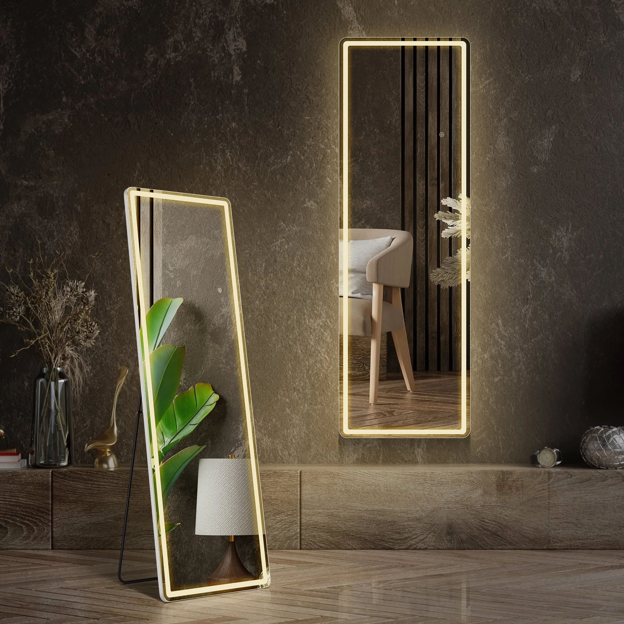 EDX Full Length Mirror 64x21 Full Body Mirror Rectangle Free Standing Wall Mounted Leaning Hanging Floor Mirrors, Black