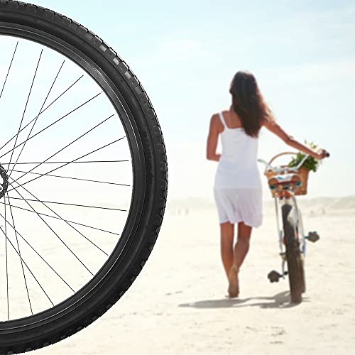 2 Pack 26" x 2.125" Inch Beach Cruiser Bike Tires with or Without Tire Levers Folding Bicycle Comfortable Replacement Tires Black Wall/White Side