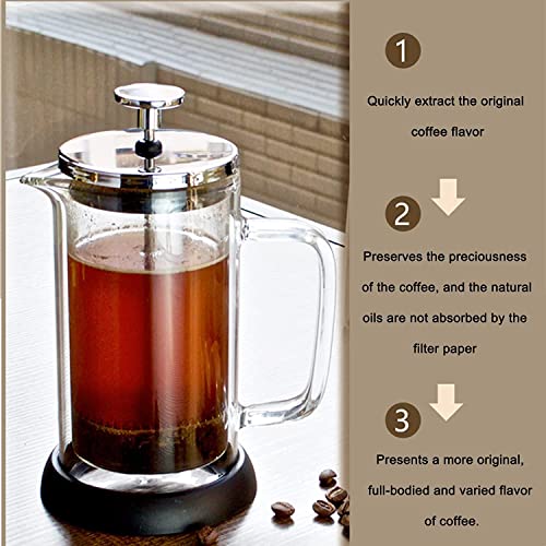 coffee machines French Press Coffee Maker with 3 Filters,304 Durable Stainless Steel Coffee Pot,Heat Resistant Borosilicate Glass Coffee Press