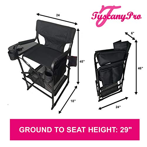 Portable Heavy-Duty Makeup Artist Chair with Umbrella Light Kit - Perfect for Makeup, Salon, Events with 29 Inch Seat Height - Carry Bag Included