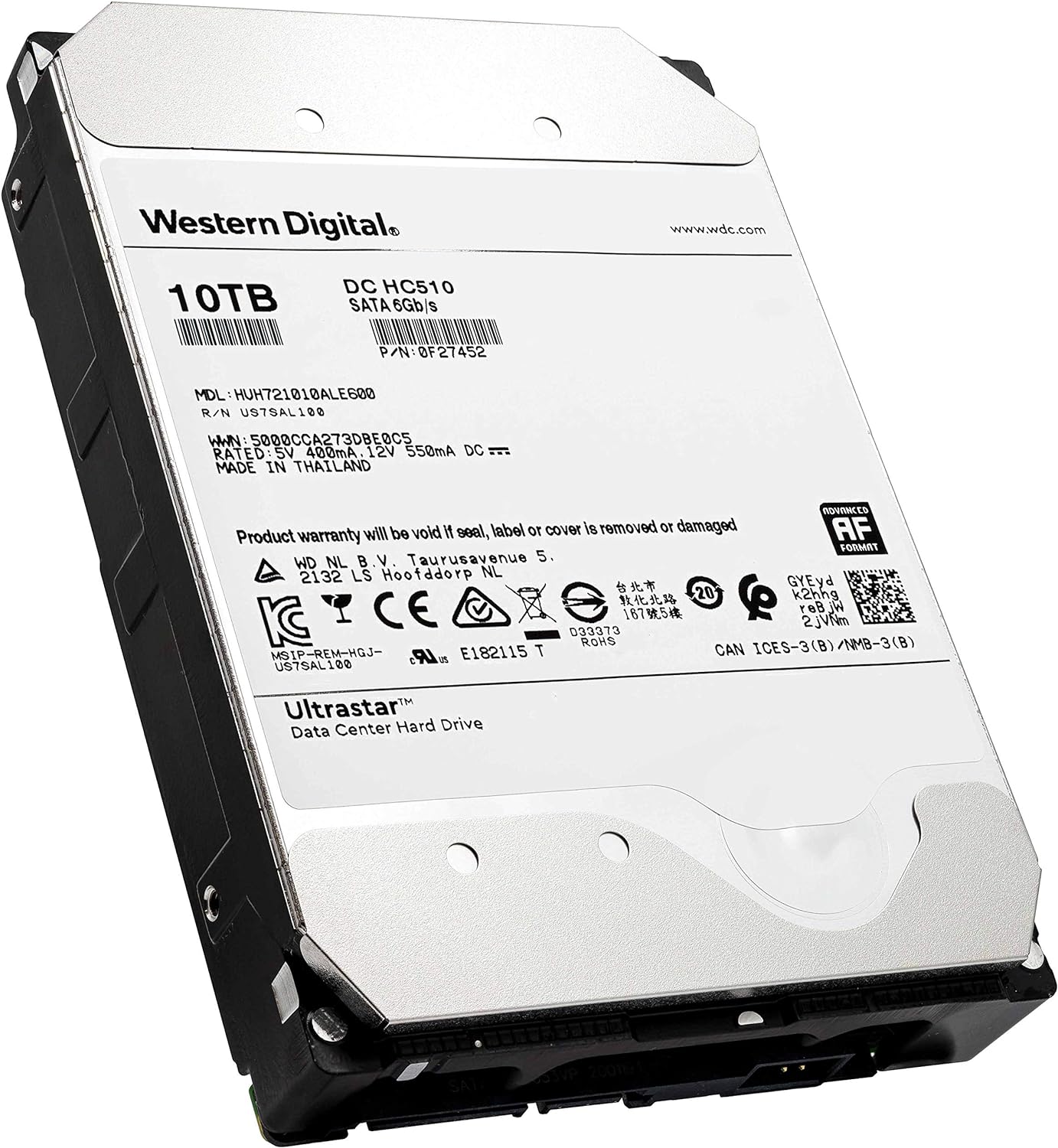 HGST Ultrastar He10 | HUH721010ALE600 (0F27452) | Power Disable | 10TB SATA 6.0Gb/s 7200 RPM 256MB Cache 3.5in HDD | 512e | Enterprise Hard Drive