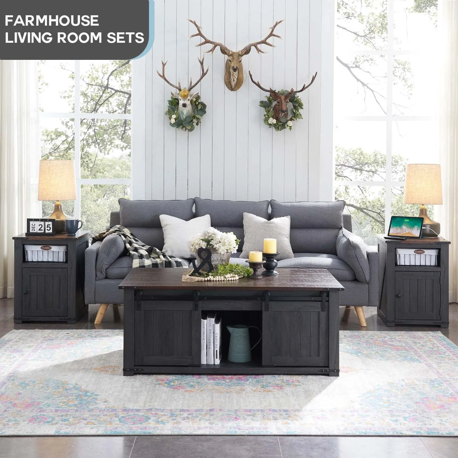 RUNFAYBIU Coffee Table  48" Lift Top Coffee Table with  &amp