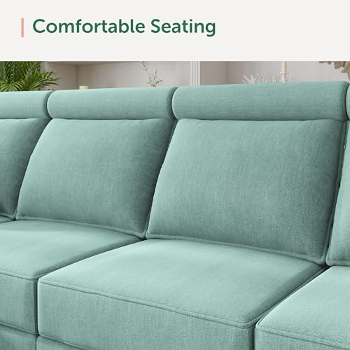 HONBAY Modular Sofa Sectional Sleeper Couch with Ottomans Reversible Sleeper Sectional Sofa Modular Couch with Storage, Aqua Blue