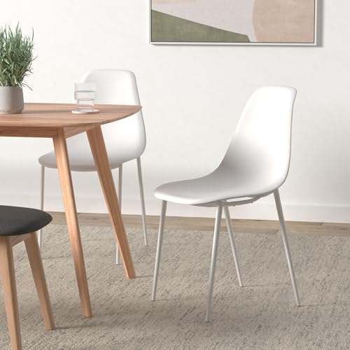 POLY & BARK Isla Modern Kitchen Chairs Set of 4 - Plastic Dining Chair with Metal Legs