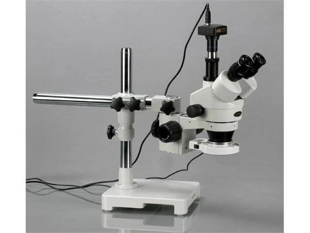 Amscope 3.5X-90X Trinocular LED Boom Stand Stereo Microscope + 5MP Camera