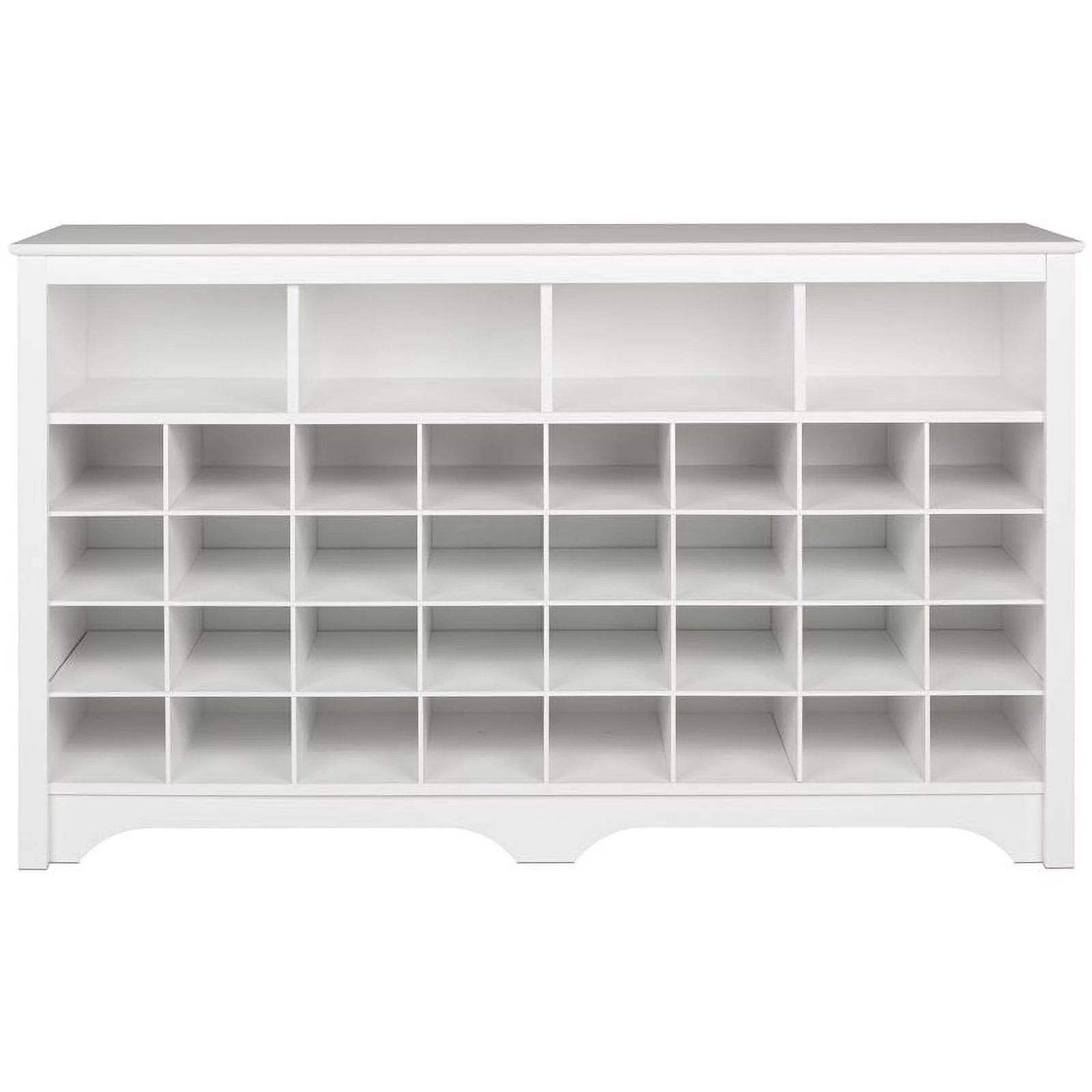 Trent Home Engineered Wood 36 Cubby Versatile Wooden Shoe Cubby Console in White