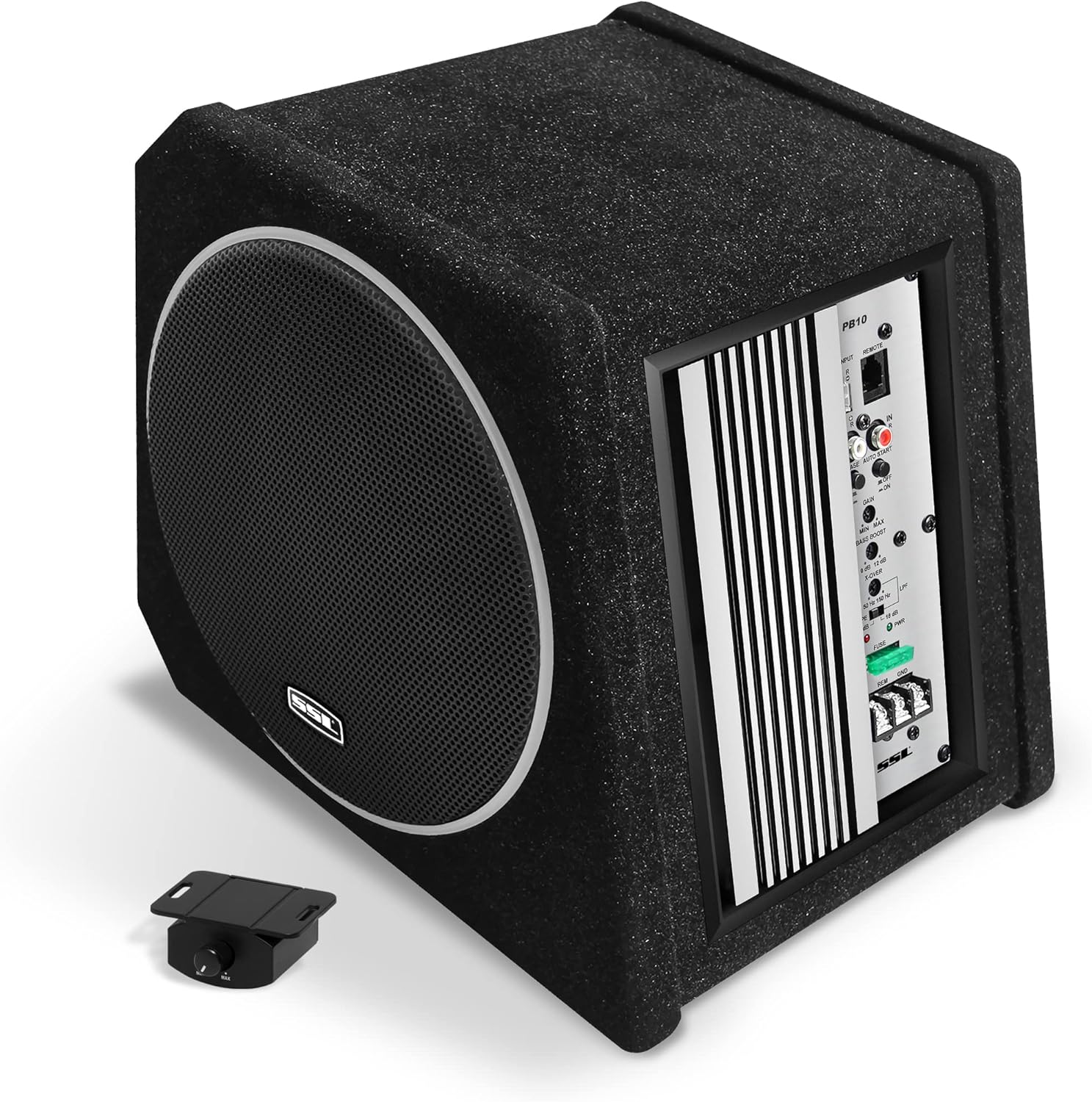 Sound Storm Laboratories PB10 Car Subwoofer and Amp Package – Built-in Amplifier, 10 Inch Subwoofer with Passive Radiator, Remote Subwoofer Control