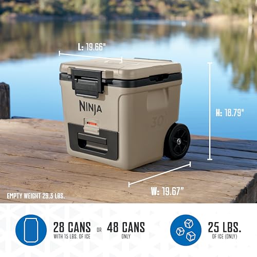 Ninja FrostVault 45qt Wheeled Cooler with Dry Zone, Integrated Fridge-Temp Dry Storage Drawer, Premium Heavy-Duty Insulated Cooler