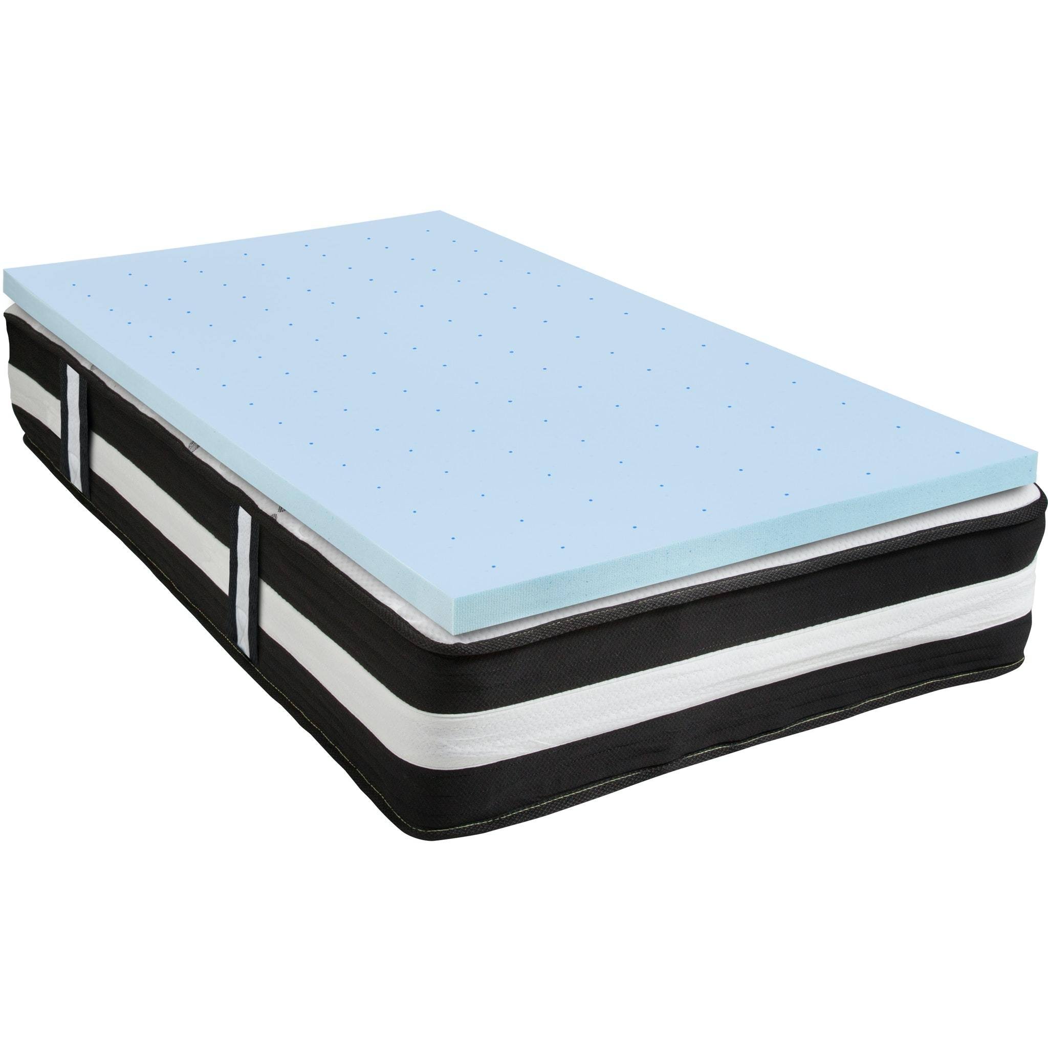 Capri Comfortable Sleep Twin 12 inch CertiPUR-US Certified Foam Pocket Spring Mattress u0026 3 inch Gel Memory Foam Topper Bundl