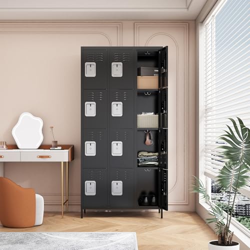 3 Doors Lockers for Employees, Steel Storage Lockers Lockable, Metal Locker Storage Cabinet for Home Office School Gym, Require Assembly (Grey)