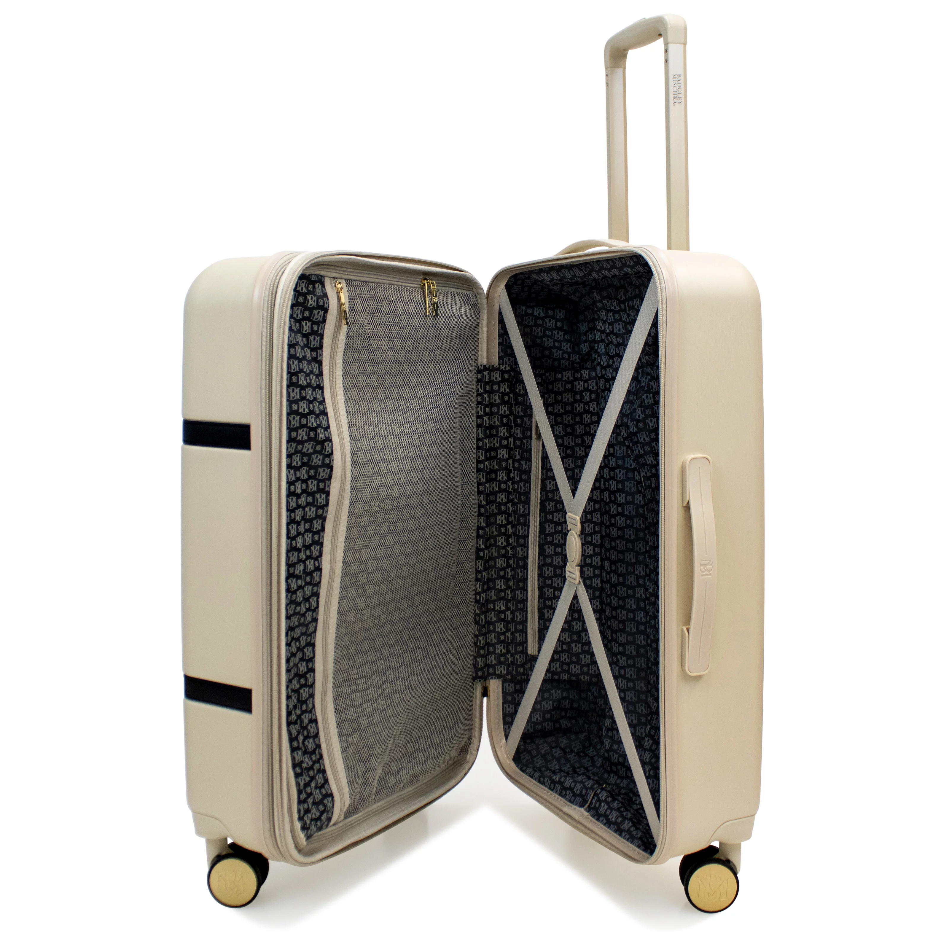 BADGLEY MISCHKA Grace 3 Piece Expandable Retro Luggage Set (Champagne) - Radiant Selections