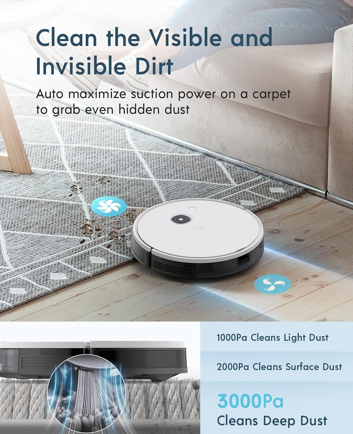 yeedi vac Robot Vacuum with Advanced Mapping, 3000Pa Suction, Deep Cleaning, Virtual Boundary, Carpet Boost, App Control, Google Home