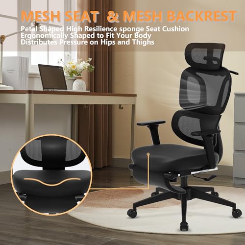 FLEXISPOT ErgoX Premium Ergonomic Office Chair with Footrest- Adjustable 3D Armrests, Dynamic Lumbar Support, Recline & Tilt Function, Mesh Seat