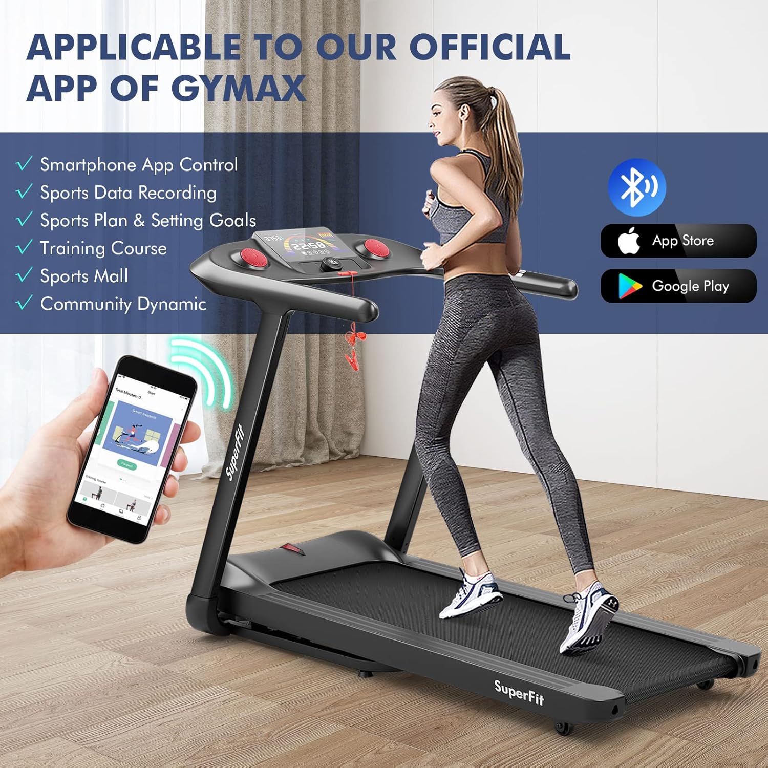 Goplus 4.75HP Folding Treadmill with 15% Auto Incline, Electric Superfit Treadmill w/Voice and APP Control, 20 Preset Programs, LED Touch Screen