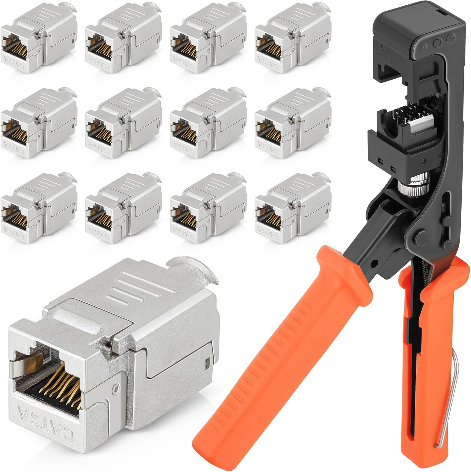 EMS easySHIELD - Speed Termination Tool Kit - F/STP Punch Down Crimper - For a Slim Profile, 90-Degrees, RJ45 CAT6/6A Shielded Keystone Jacks