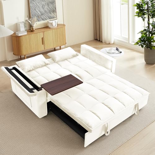 WIIS' IDEA Convertible Sofa Bed,3 in 1 Velvet Sleeper Sofa Pull-Out Bed