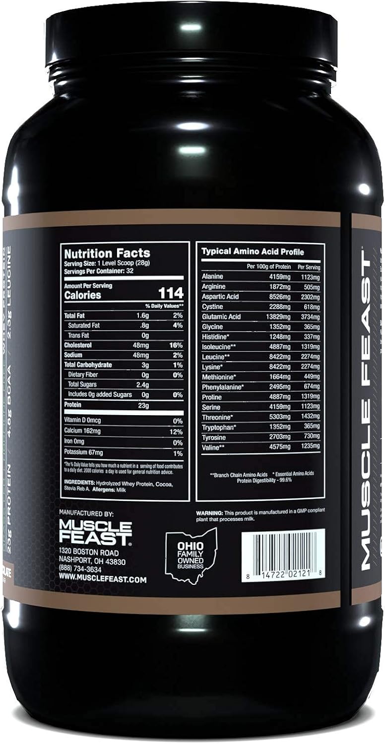 Muscle Feast Grass Fed Hydrolyzed Whey Protein Powder | All Natural, Hormone Free, Fast Absorbing, Easy Digesting