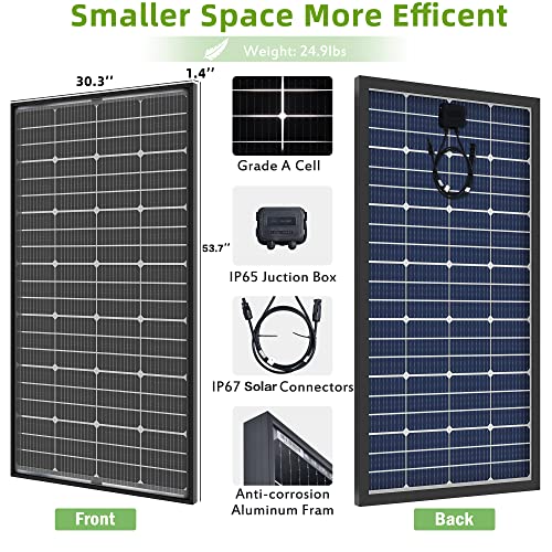JJN Bifacial 200 Watt Solar Panel 12V 10BB Monocrystalline Solar Panels High Efficiency Solar Module for RV Home Battery Charging Farm Trailer Camper