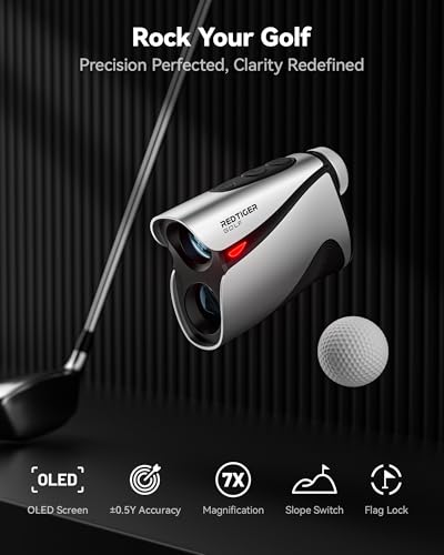 REDTIGER OLED Range Finder Golf with Slope, 1200 Yards Laser Rangefinder Golfing, 7X Magnification Range Finder Golf Magnetic